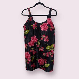 Floral Applique Night Time Gown Lounge Hipster Boho Girly Artsy Slip Mini Dress